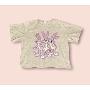 Vintage 1994 Looney Tunes Bugs Bunny Cropped Single-Stitch Made in USA Tee XL